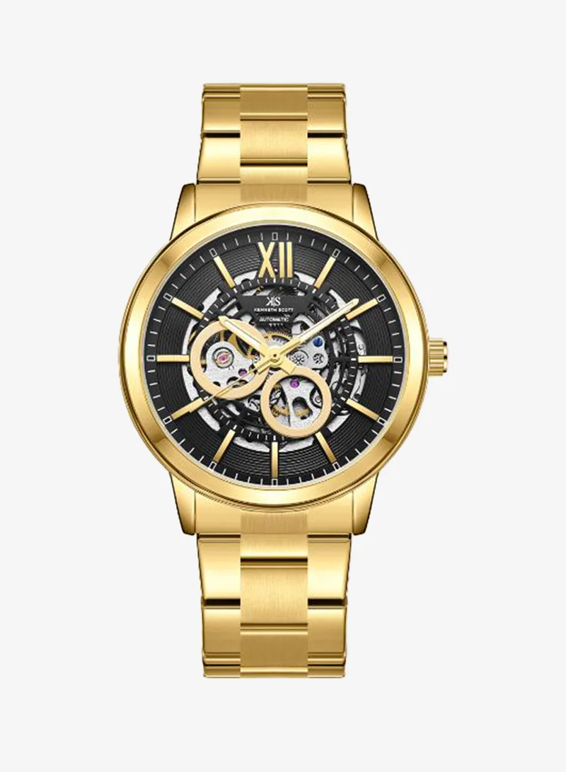 Kenneth Scott Black Men's Stainless Steel Automatic  Watch K24324-GBGB - 43.5 mm for Men | Best Price UAE