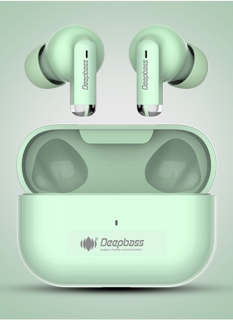 Deepbass - TWS-X1: StrongSignal™ Wireless Earbuds | ParticleSolve™ ANC | Android Developer Optimized | USB-C Fast Charge - Green - Image 1