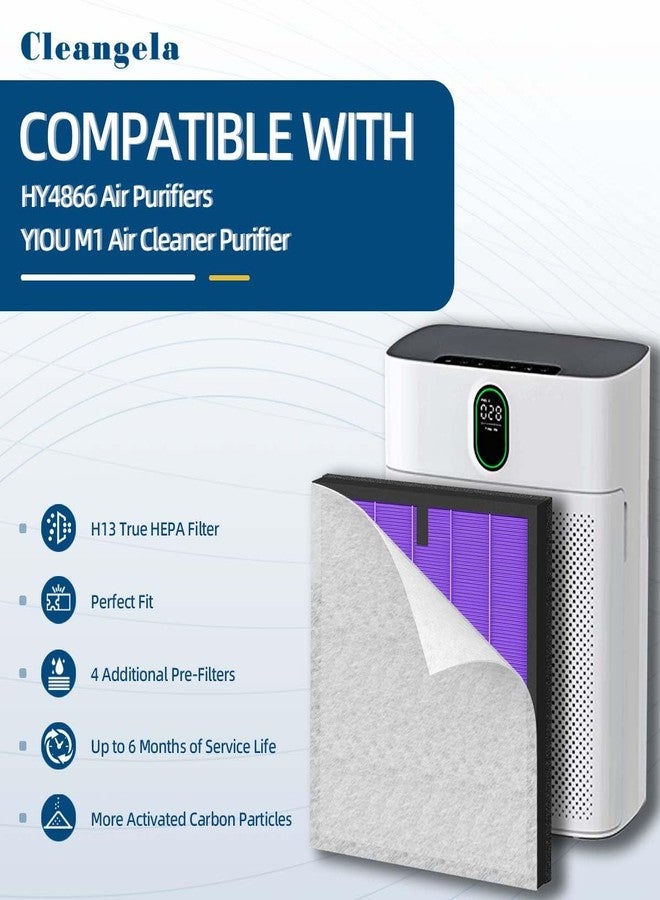 Cleangela 4 Pack HY4866 Air Purifier Replacement Filter for MORENTO HY4866, WESTHEY HY4866, YIOU M1 Air Cleaner Purifiers, HY4866 Filter Replacement Multifunction Version Air Purifier Filters + 1 Cleaning Brush - Image 2