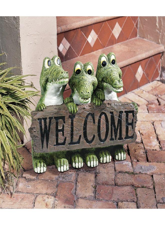 Design Toscano EU10544 Ragin' Cajun Crocodile Welcome Statue,Full Color 11.5"Wx7.5"Dx8"H - Image 1