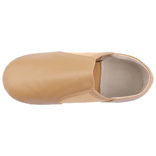 Linodes Brown Leather Jazz Shoe Slip On (7M Big Kid) for Dance & Gymnastics - Image 3