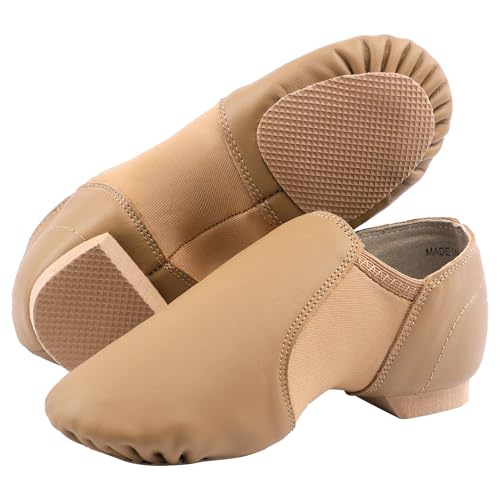 Linodes Brown Leather Jazz Shoe Slip On (7M Big Kid) for Dance & Gymnastics - Image 4