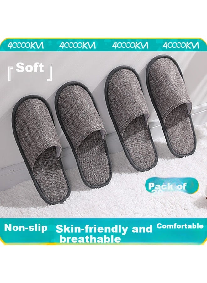 Forty thousand kilometers 40,000 Km Disposable Slippers Summer Thin Hotel Home Guest Non-slip Thick Slippers Sw7396 Gray 10 Pairs  - Image 1