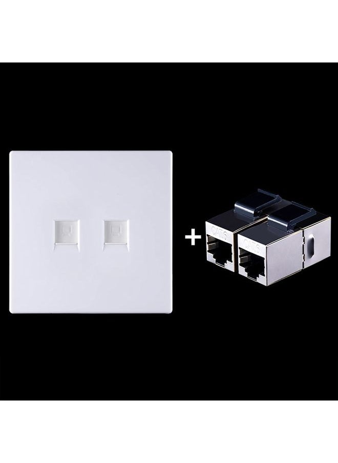BURAQ CAT.6 Shielded Pass-through Network Module, Dual Ports Panel + Shielded Pass-through (White)  - Image 1