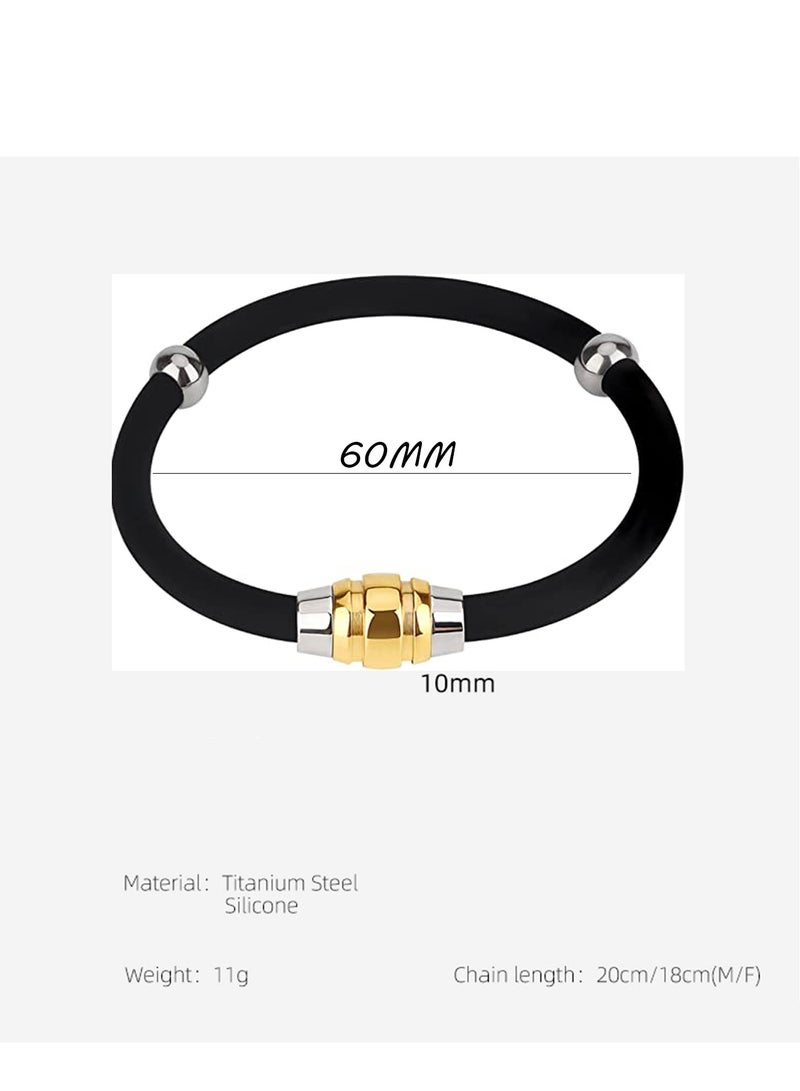 Excefore Anti-Static Bracelet, Silicone Wrist Straps Band, Fashion Anti-Static Products, Silicon Titanium, Magnetic Germanium Jewelry for Girls, Women, Men, Kids, and Teens  (Black Gold, 19CM)  - Image 4