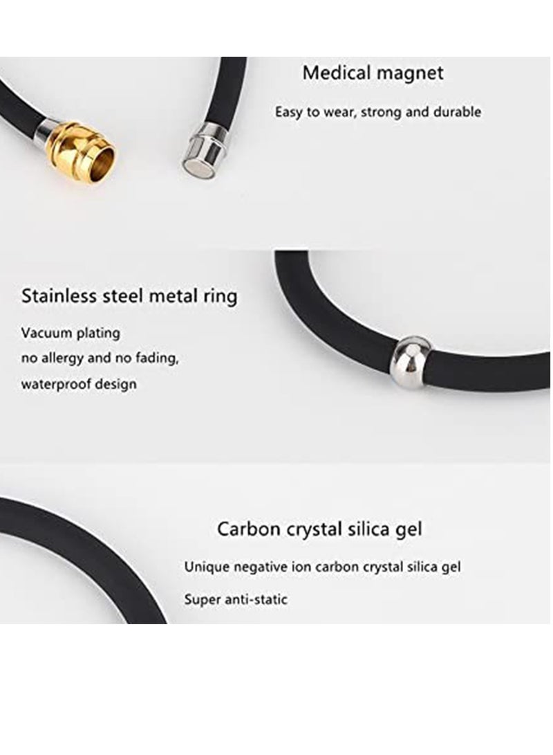 Excefore Anti-Static Bracelet, Silicone Wrist Straps Band, Fashion Anti-Static Products, Silicon Titanium, Magnetic Germanium Jewelry for Girls, Women, Men, Kids, and Teens  (Black Gold, 19CM)  - Image 3