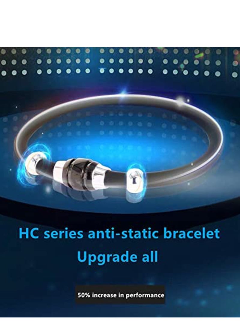 Excefore Anti-Static Bracelet, Silicone Wrist Straps Band, Fashion Anti-Static Products, Silicon Titanium, Magnetic Germanium Jewelry for Girls, Women, Men, Kids, and Teens  (Black Gold, 19CM)  - Image 2