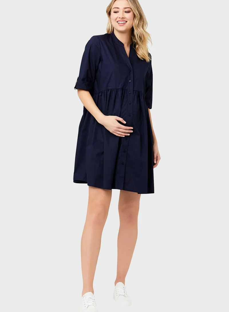 Ripe Pleated Button Down Dress