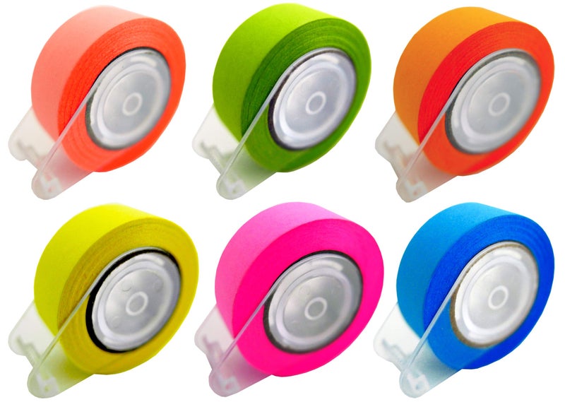 4A Roll Sticky Notes with Dispenser,Full Adhesive,Width x Length 0.6 x 393 Inches,6 Different Neon Colors,Self-Stick Notes,6 Roll/Pack,4A PSS 32x6 - Image 1