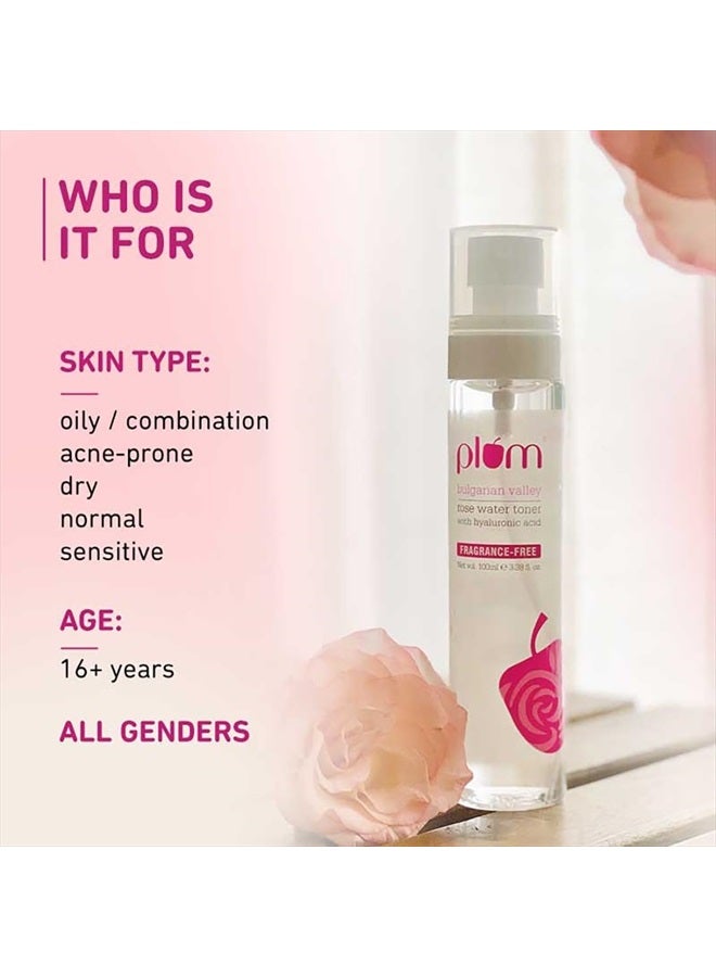 Plum Bulgarian Valley Rose Water Toner with Hyaluronic Acid & Rose Extracts Soothing for All Skin Types 100Ml - Image 3