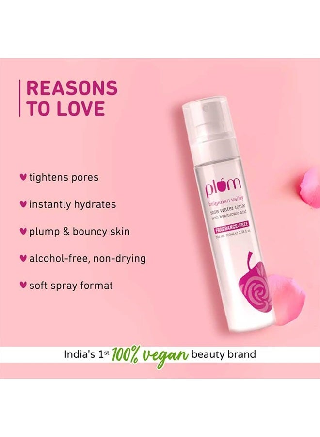 Plum Bulgarian Valley Rose Water Toner with Hyaluronic Acid & Rose Extracts Soothing for All Skin Types 100Ml - Image 2