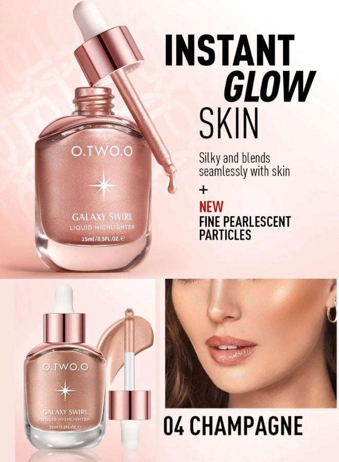 O.TWO.O O TWO O Liquid Highlighter Face Cheek Makeup Natural Radiant Glow Shimmer Illuminator Long Lasting Lightweight Blendable Golden Pink Bronze - Image 1