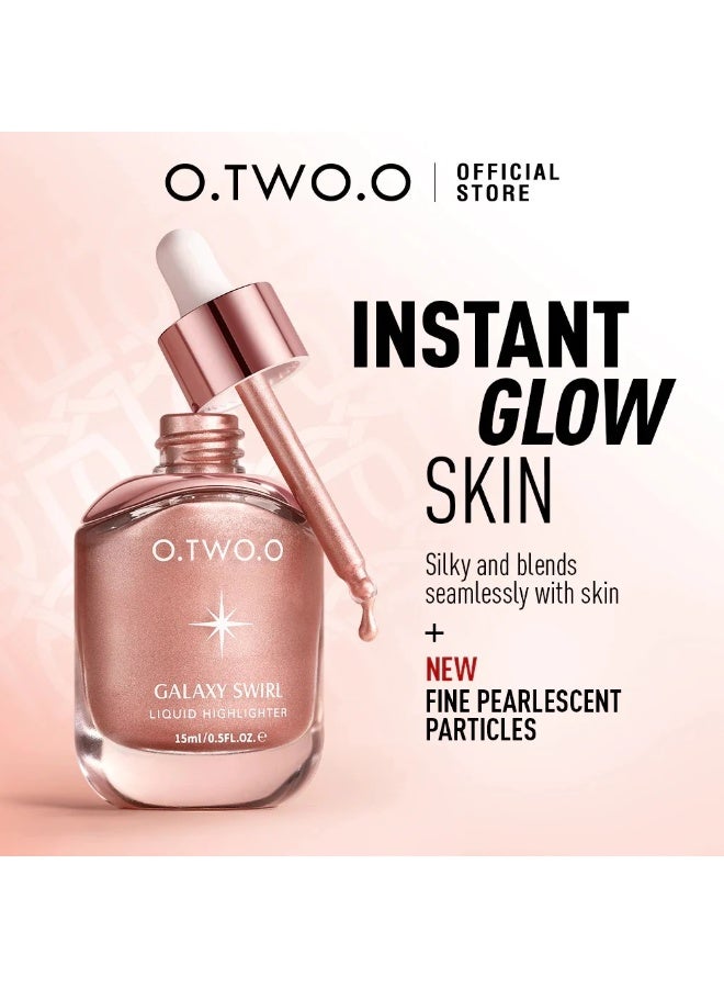 O.TWO.O O TWO O Liquid Highlighter Face Cheek Makeup Natural Radiant Glow Shimmer Illuminator Long Lasting Lightweight Blendable Golden Pink Bronze - Image 2