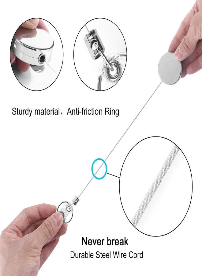 مجموعة من 10 حوامل بطاقات تعريفية متينة قابلة للسحب من Shining Zon، مصنوعة من مادة PVC شفافة من الجانبين، مزودة بمشبك معدني على شكل يويو وحلقة مفاتيح - عمودية - Image 4