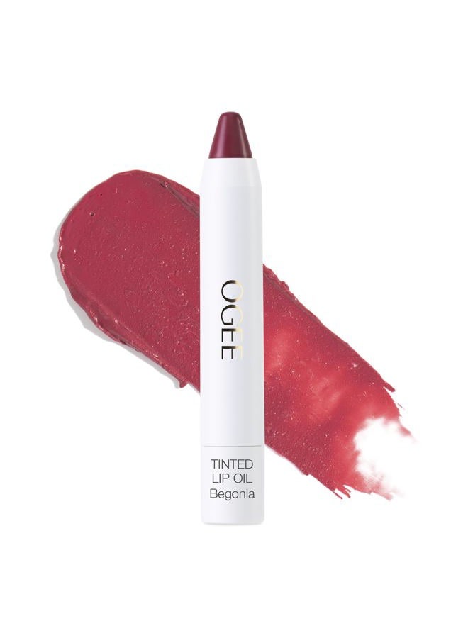 OGEE Tinted Sculpted Lip Oil - Lip Stain Made with 100% Organic Coconut Oil, Jojoba Oil, and Vitamin E - Best as Lip Balm, Lip Color or Lip Treatment - BEGONIA - Image 1
