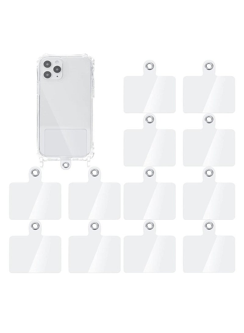 Y&D Phone Lanyard Patch, Universal Tether Plastic Tab Case with Metal Ring Compatible Every Mobile Phonefor Cellphones Safety Drop Protection (12 Pieces, Transparent) - Image 1