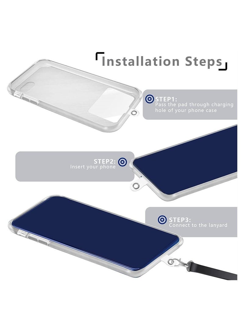 Y&D Phone Lanyard Patch, Universal Tether Plastic Tab Case with Metal Ring Compatible Every Mobile Phonefor Cellphones Safety Drop Protection (12 Pieces, Transparent) - Image 3