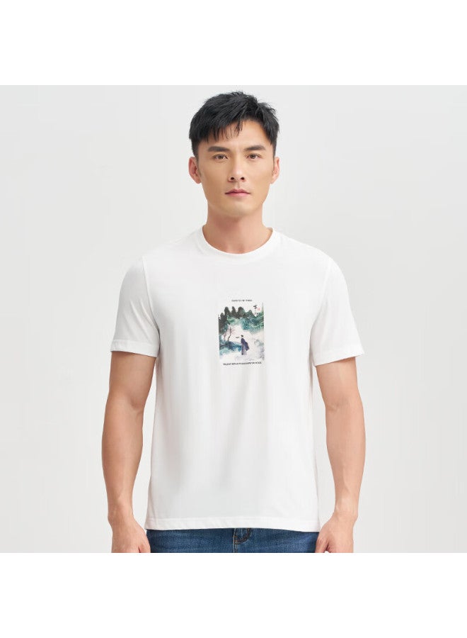 Tries Men'S Short Sleeve T-Shirt Summer New Ink Painting National Tide Casual Top - Image 1