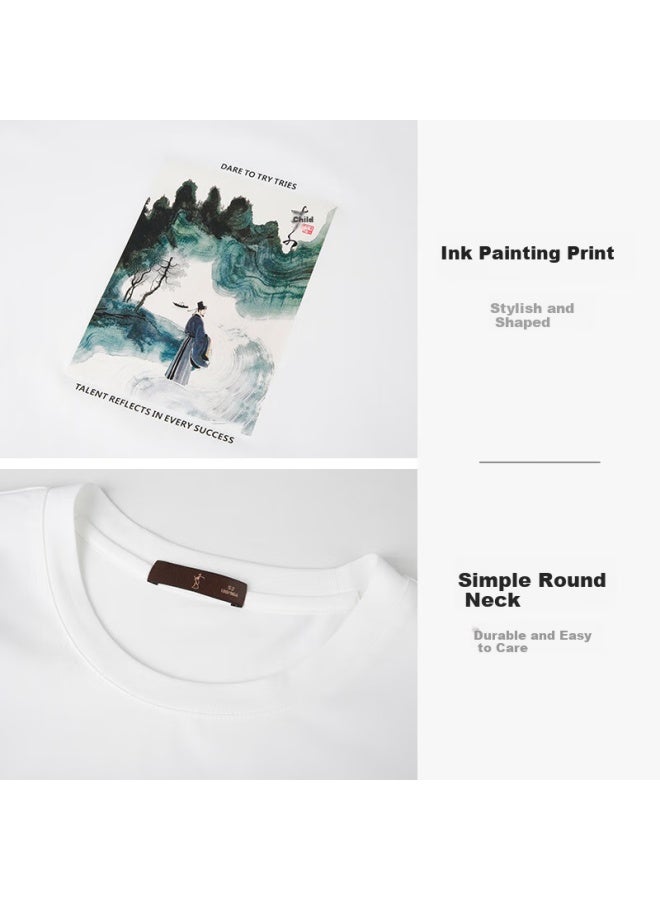 Tries Men'S Short Sleeve T-Shirt Summer New Ink Painting National Tide Casual Top - Image 3