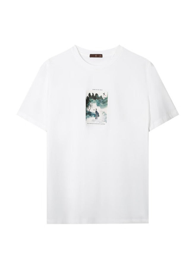 Tries Men'S Short Sleeve T-Shirt Summer New Ink Painting National Tide Casual Top - Image 4