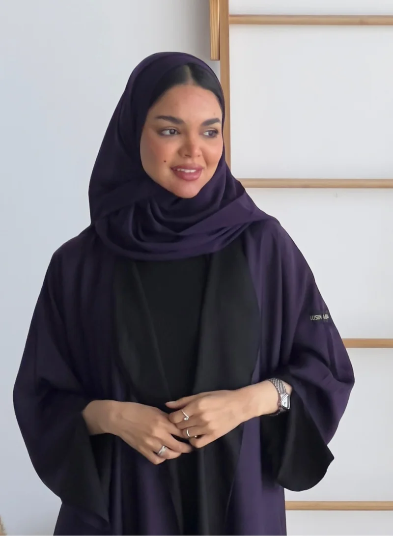 عبايات لوسين طرحة سادة باللون الموف غامق