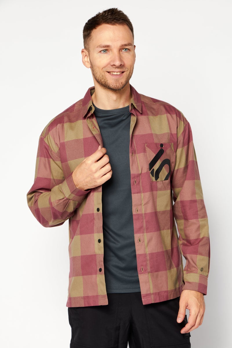 Adidas Men Sportswear Fit Outdoor Flannel Shirt, Olive Combo - Image 1