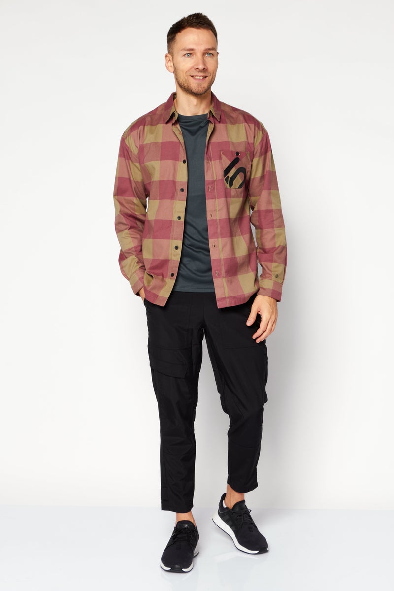 Adidas Men Sportswear Fit Outdoor Flannel Shirt, Olive Combo - Image 3