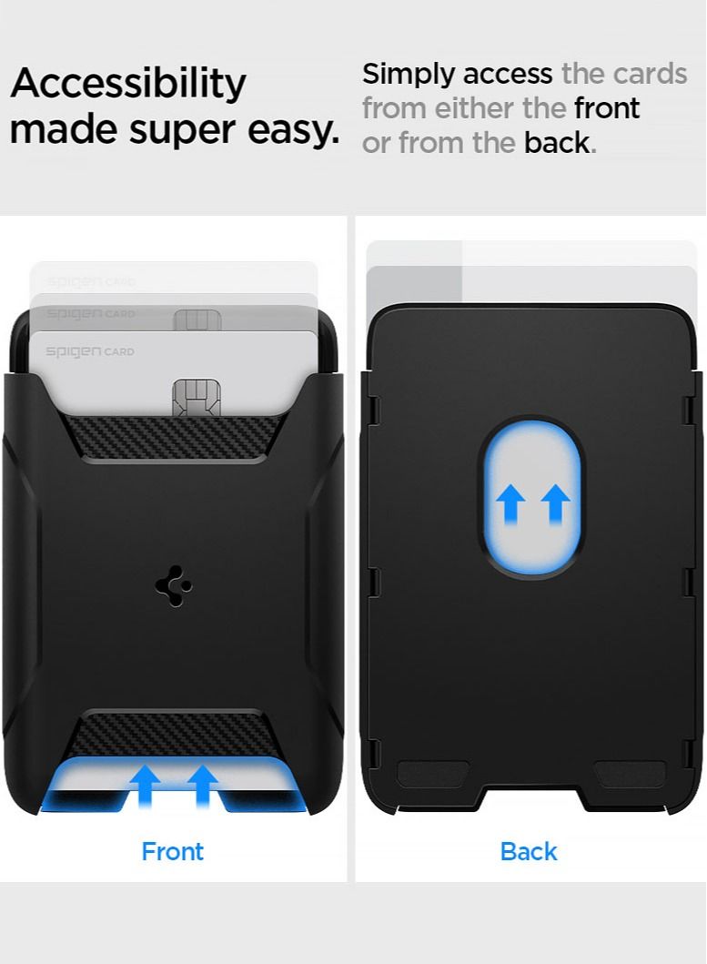 Spigen Rugged Armor (MagFit) Magnetic Wallet Card Holder (2 Cards) MagSafe Compatible with iPhone 15 / 14 / 13 and 12 series - Matte Black  - Image 3