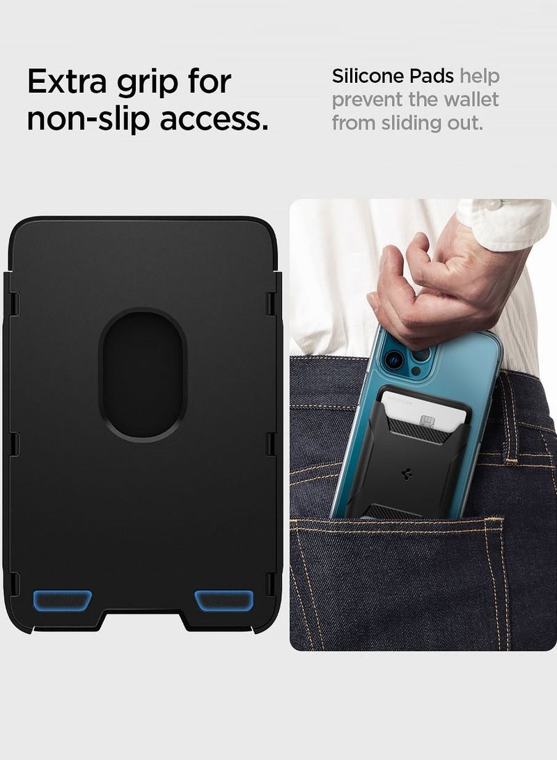 Spigen Rugged Armor (MagFit) Magnetic Wallet Card Holder (2 Cards) MagSafe Compatible with iPhone 15 / 14 / 13 and 12 series - Matte Black  - Image 5