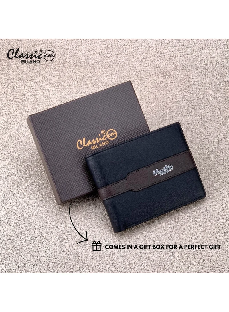 Classic Milano Black Brown (CNH-10) Classic Milano Genuine Leather Wallet for Men – Slim Bifold Men’s Wallet with RFID Blocking, Multiple Card Slots – Stylish Mens Purse Wallets Gift for Husband, Father for Men | Best Price UAE