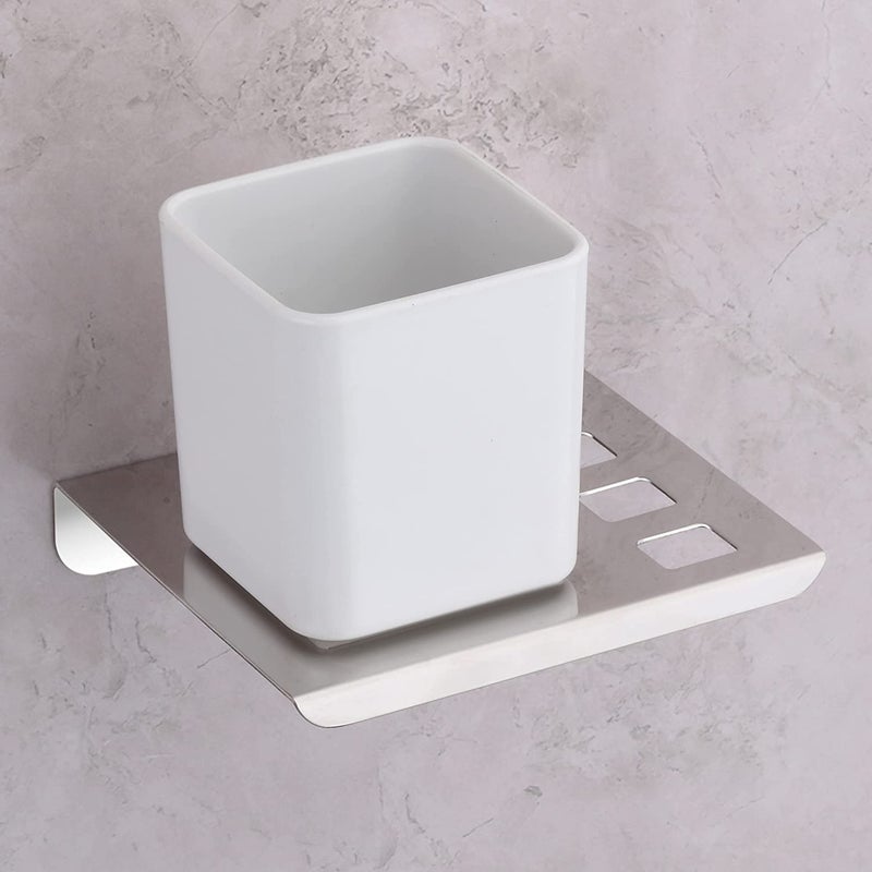 Primax Stainless Steel with ABS Material Tumbler HolderTooth Brush HolderOrganizerBathroom Accessories Wall Mount - Image 2