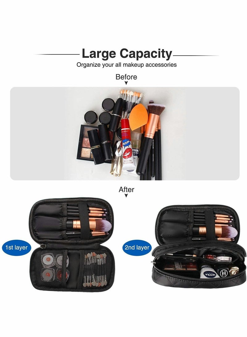 NIBEMINENT Makeup Bag Small Travel Cosmetic for Women Girls Pouch Brush Bags Kit Organizer Gifts Purse Toiletry Bag, Black - Image 3