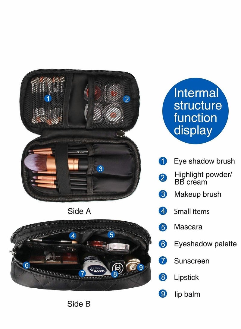 NIBEMINENT Makeup Bag Small Travel Cosmetic for Women Girls Pouch Brush Bags Kit Organizer Gifts Purse Toiletry Bag, Black - Image 2