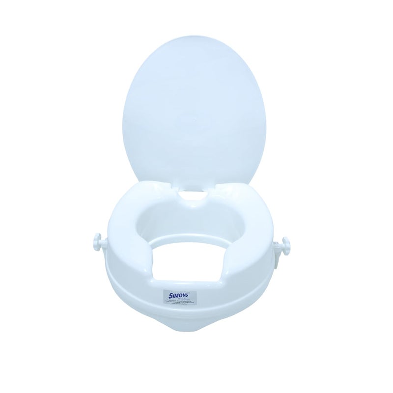 Simon's Simon’s Heavy-Duty 6 Inch Commode seat raiser with lid cover – for elderly to sit and rise from commode toilets, portable seat extension for senior citizen with knee pain - Pack of 1 - Image 1