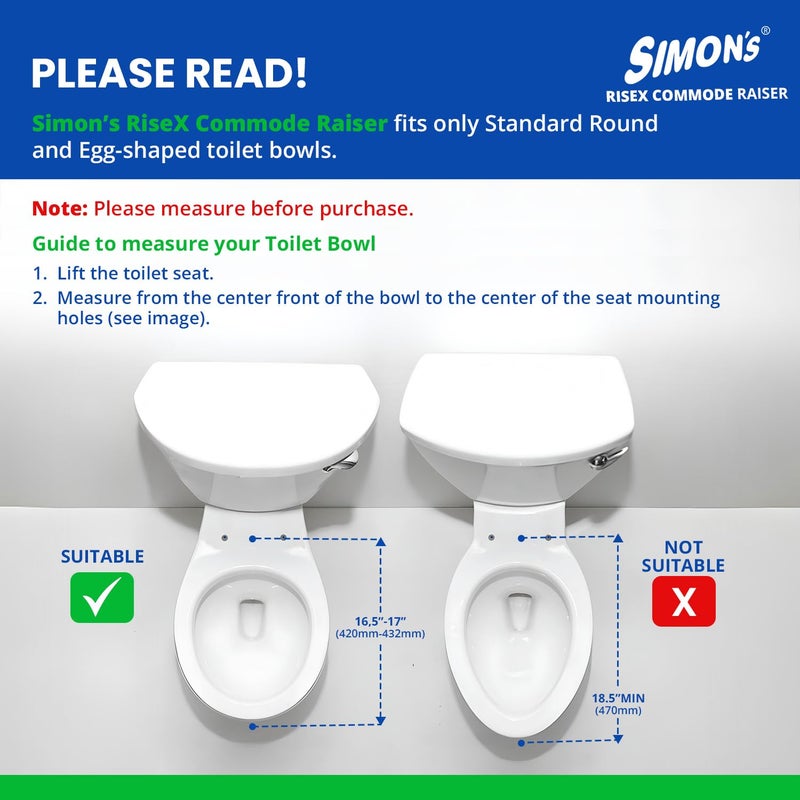 Simon's Simon’s Heavy-Duty 6 Inch Commode seat raiser with lid cover – for elderly to sit and rise from commode toilets, portable seat extension for senior citizen with knee pain - Pack of 1 - Image 4