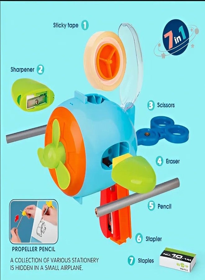 Technochitra Educational Aircraft Stationery Set - 7-in-1 School Stationery Gift for Kids - Image 3