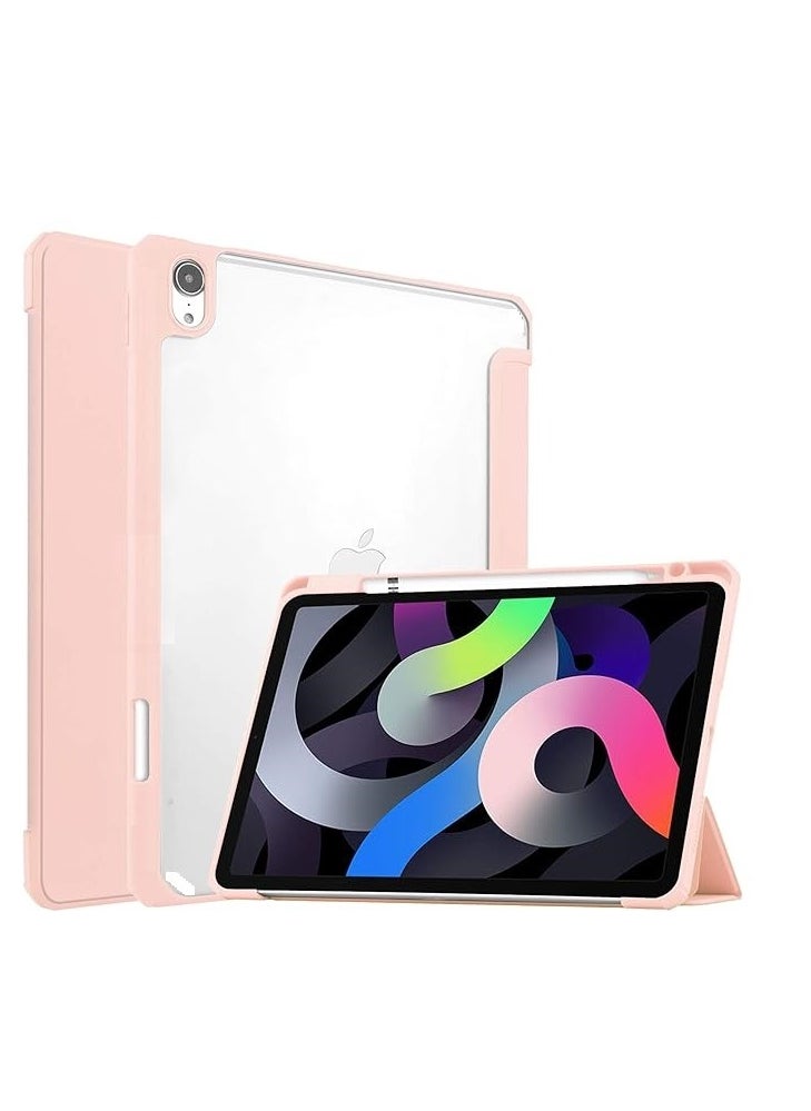 EVO - Hybrid Slim Case for iPad Air 5th Generation (2022) / iPad Air 4th Generation (2020) 10.9 Inch - [Built-in Pencil Holder] Shockproof Cover with Clear Transparent Back Shell, pink - Image 1