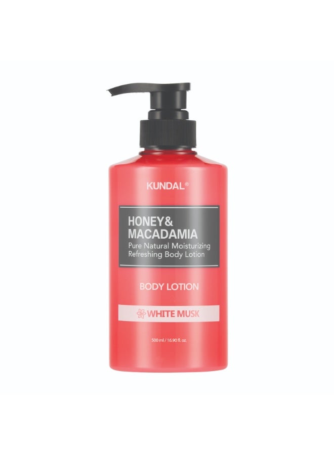 KUNDAL Honey & Macadamia Body Lotion - White Musk 500ml - Image 1