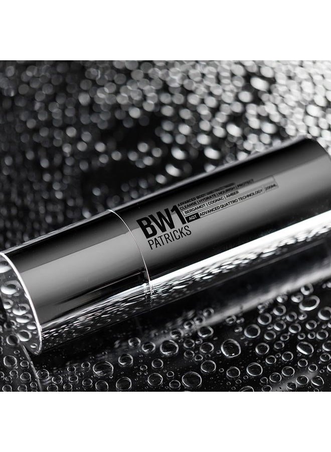 PATRICKS BW1 All-In-One Body & Face Wash - Men's Shower Gel for Anti-Aging Hydration, Deep Cleanse & Acne Skin - With Salicylic Acid, Vitamins A+C+E & Bergamot Amber Scent, 6.80 fl oz - Image 3