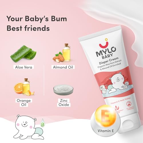 Mylo Baby Diaper Rash Cream 50gm | Prevents and Heals Rashes | With 15% Zinc Oxide | Care with Aloe Vera, Almond Oil & Vitamin E - Image 3