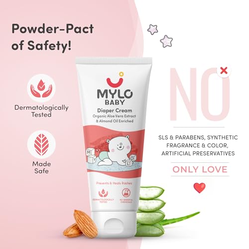 Mylo Baby Diaper Rash Cream 50gm | Prevents and Heals Rashes | With 15% Zinc Oxide | Care with Aloe Vera, Almond Oil & Vitamin E - Image 5