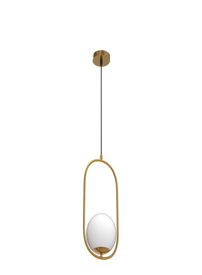 SINOMAN Gold Metal Capsule Design Hanging Pendant Light Decorative Lighting Fixture Ceiling Lamp with Doom Glass Shade, E27 Compatible Perfect for Living Room, Bedroom, and Home Decor (with Bulb) - Image 2