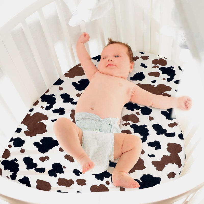 Mindsoft 2 Pcs 24 x 38 in Western Cowboy Infant Crib Sheets Set Mini Portable Crib Sheet Newborn Bedding Nursery Baby Sheets for Girl Boys Baby Gifts Breathable Only for Pack and Play - Image 3