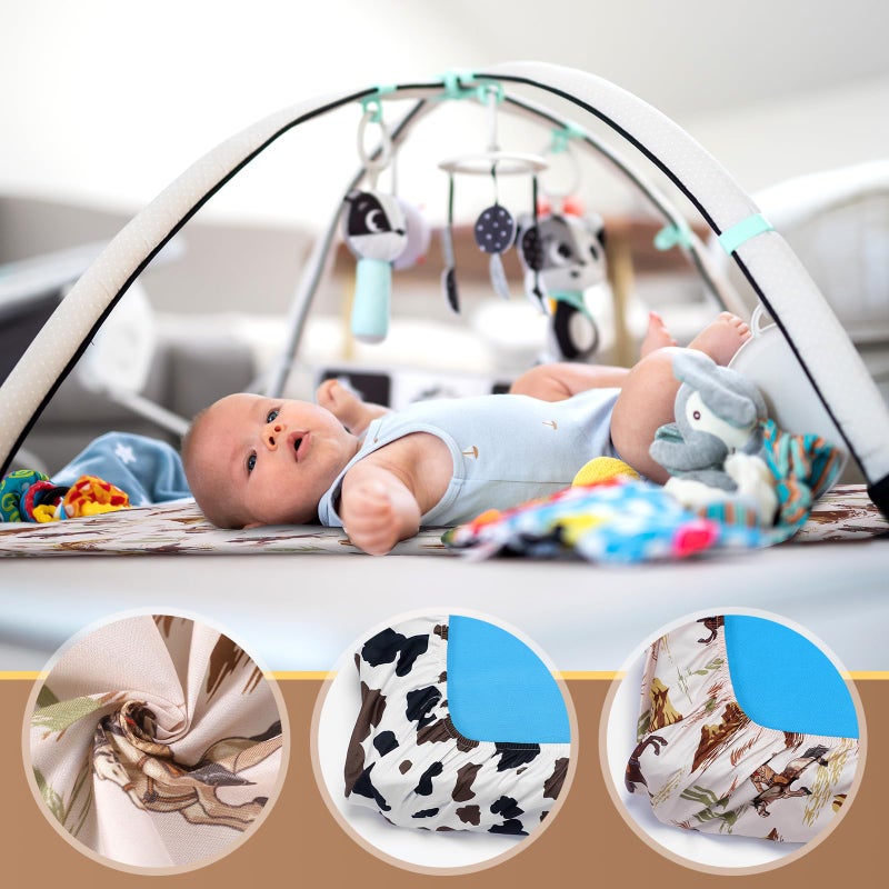Mindsoft 2 Pcs 24 x 38 in Western Cowboy Infant Crib Sheets Set Mini Portable Crib Sheet Newborn Bedding Nursery Baby Sheets for Girl Boys Baby Gifts Breathable Only for Pack and Play - Image 5