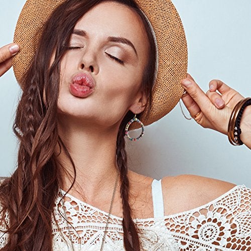 SPUNKYsoul Bohemian Multi-Colored Heishi Sequin Disc Hoop Gold Disc Earrings for Women - Image 2