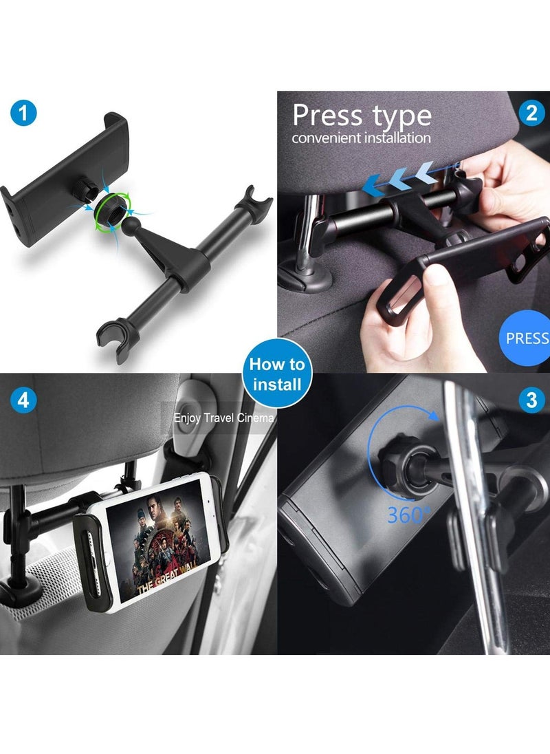 Car Headrest Mount For Tablet 360 Degree Adjustable Car Backseat Holder 11 Inch