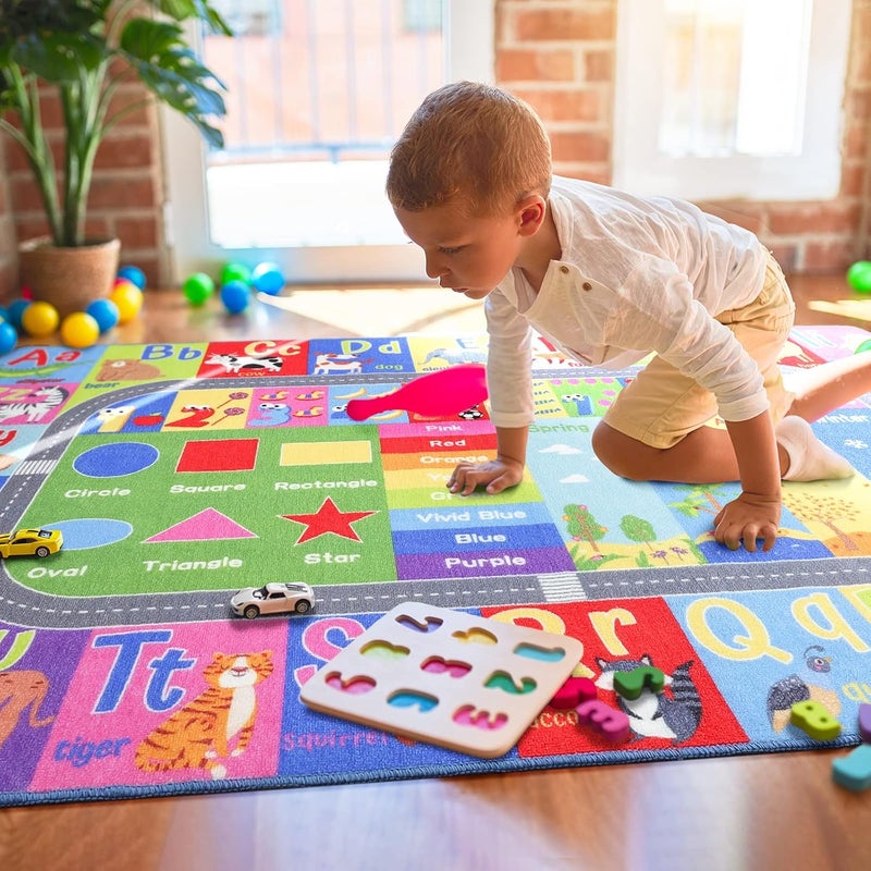 HOMORE Kids Rug, Children Educational Rugs for Bedroom Kids Collection ABC Rug for Learning Alphabet, Numbers, Colors, Season and Animal Words, Play Rugs for Classroom Playroom, 3x5 Feet - Image 3