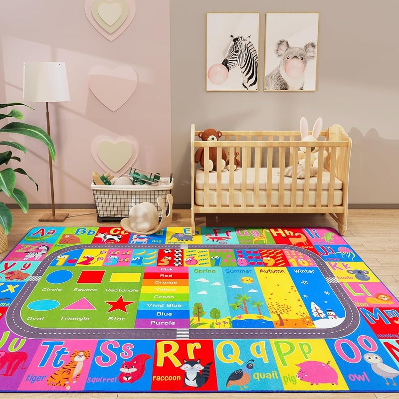 HOMORE Kids Rug, Children Educational Rugs for Bedroom Kids Collection ABC Rug for Learning Alphabet, Numbers, Colors, Season and Animal Words, Play Rugs for Classroom Playroom, 3x5 Feet - Image 4