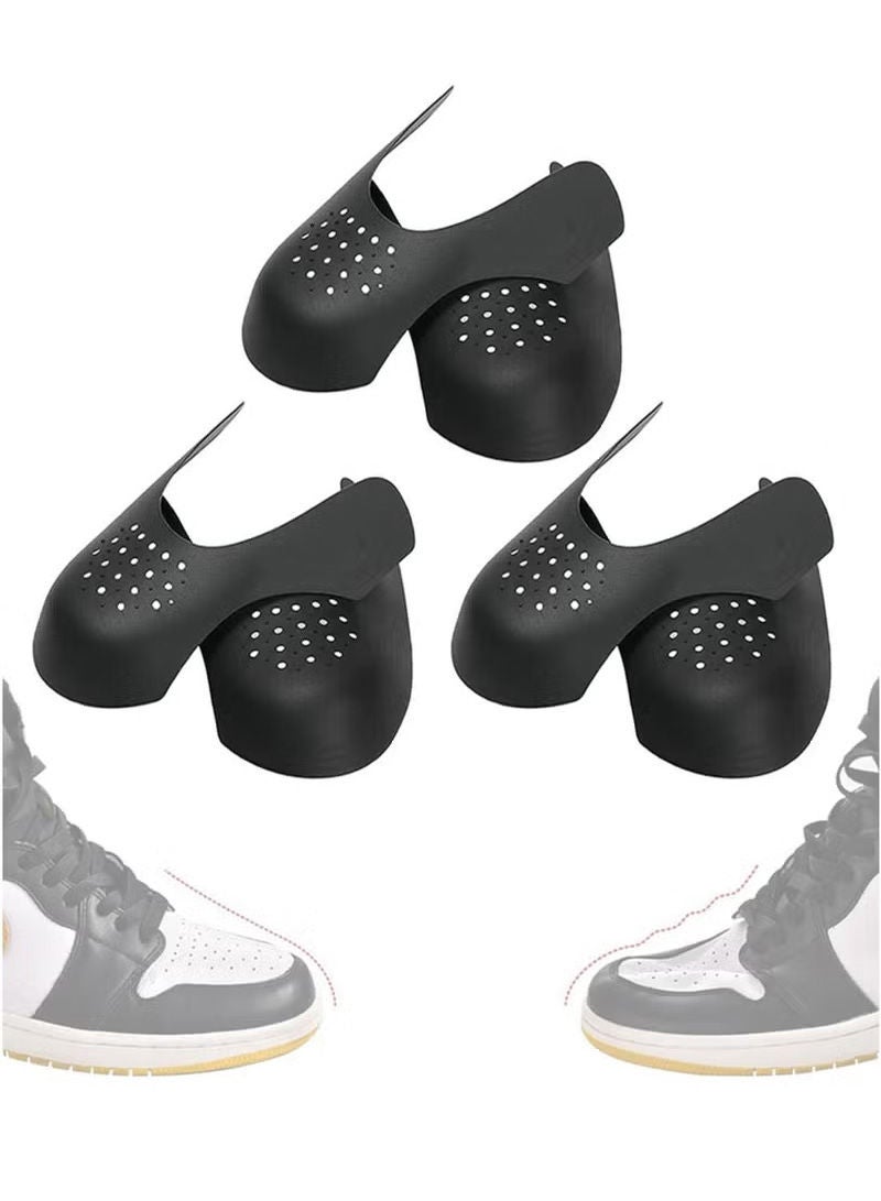 S-Color 3 Pairs Shoe Crease Protector, Shoes Anti Wrinkle Shields, Toe Box No Creases Reduce, Insert Stopper Gaurds Preventer Feilds Against for Running Casual Shoes Black - Image 1