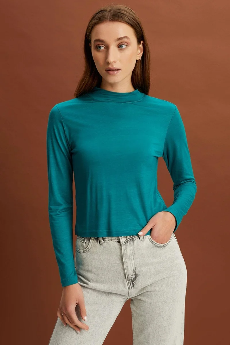 Alexander Gardi Long Sleeve High Collar Top (B22-378A)